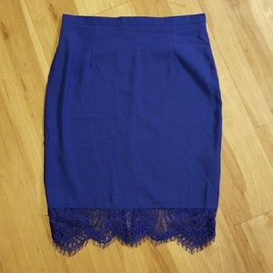 Lulu's Blue lace pencil skirt sz L